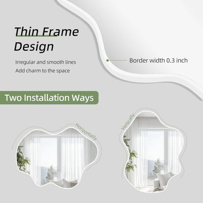 White Round Mirror 30 Inch, Circle Wall Mirrors for Bathroom, Bedroom Living Room or Entryway