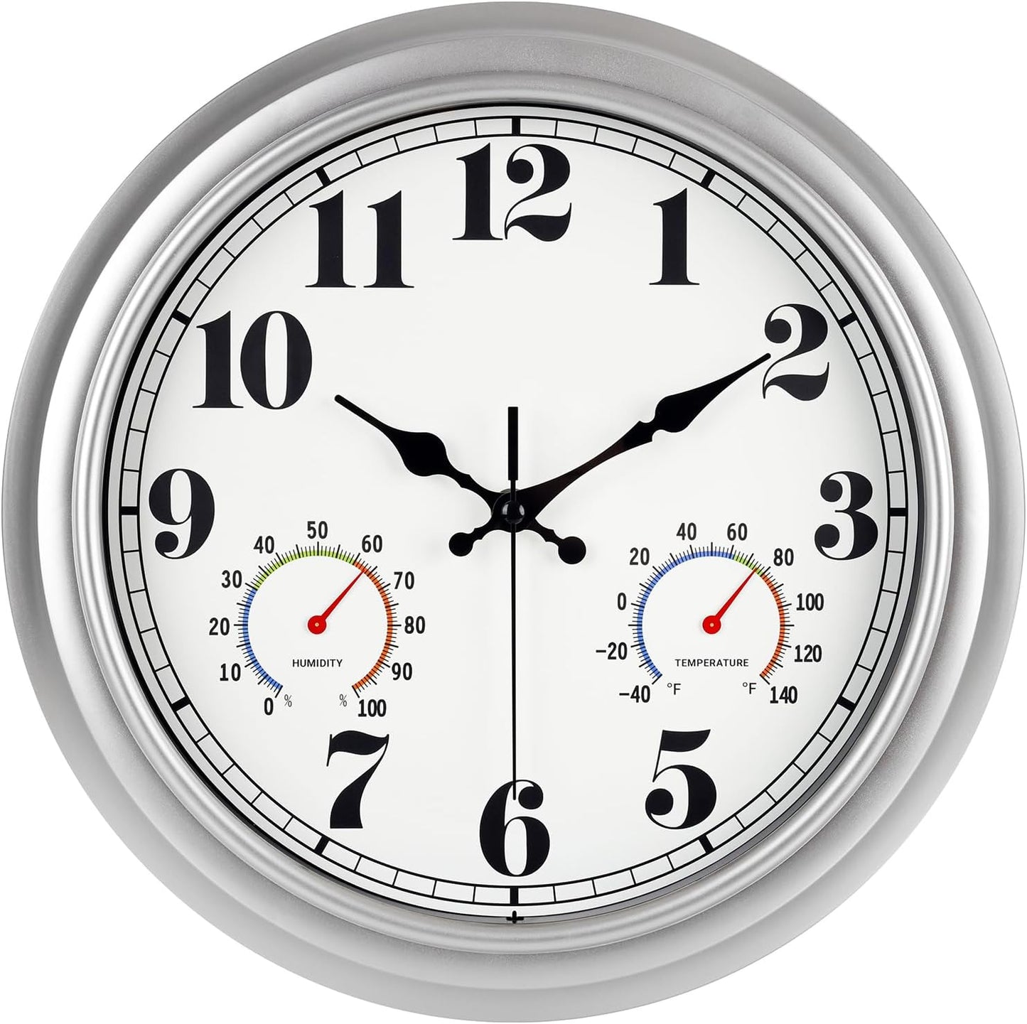 JENLYSTIME 12 Inch Indoor/Outdoor Retro Waterproof Wall Clock with Thermometer Silent Round Quartz Battery Operated Easy to Read Decorative for Kitchen Patio,Bathroom,Deck,Porch,Pool(Blue)