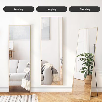 Simple Deluxe Arched Full Length Mirror, 71"x26"Large Floor Mirrors, for Wall Door Bedroom Bathroom Living Room (Gold)