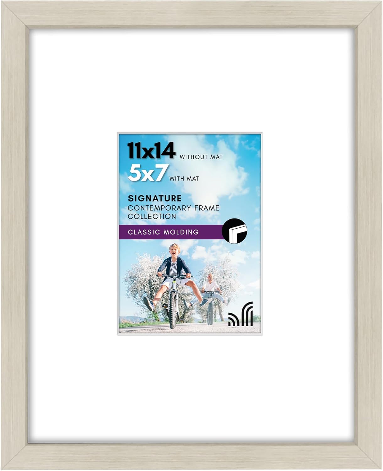 Americanflat 11x14 Picture Frame with Shatter-Resistant Glass - Use as 5x7 Frame with Mat or Display 11x14 Photo Without Mat - Signature Collection - Picture Frames for Wall Display - Black