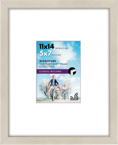 Americanflat 11x14 Picture Frame with Shatter-Resistant Glass - Use as 5x7 Frame with Mat or Display 11x14 Photo Without Mat - Signature Collection - Picture Frames for Wall Display - Black