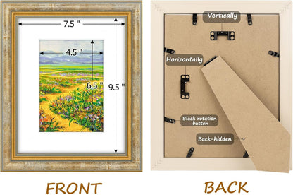 Golden State Art,11x14 Ornate Picture Frame for 8x10 Photo with Mat or 11 x 14 Prints without Mat,Real Glass Wall Display(Color:Green Gold)