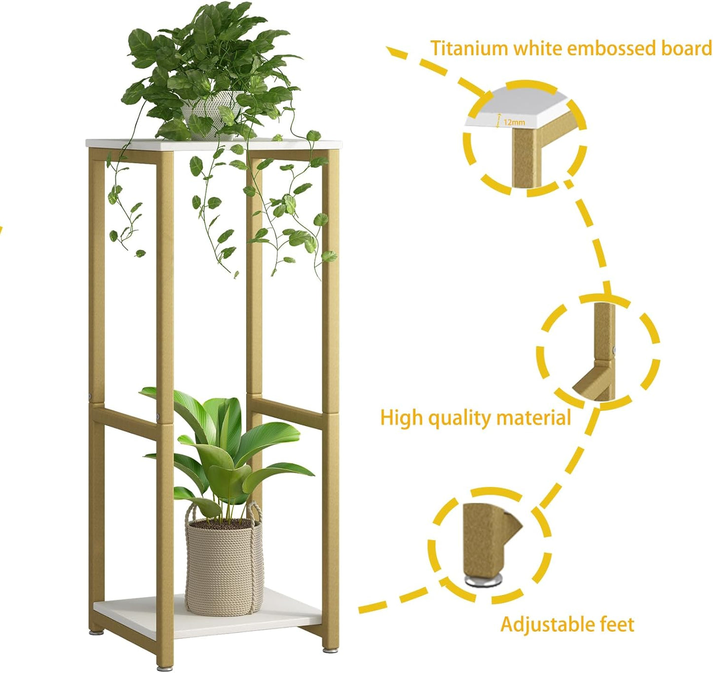 Plant Stand Indoor Corner Tall 2 Tier Metal Modern Flower Storage Plant Shelf Holder for Living Room Balcony Garden,Black (2 Tier-Black Round)