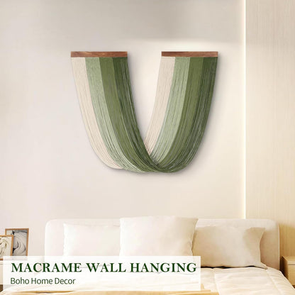 Lokeisna Macrame Wall Hanging, Woven Tapestry Beige & Dusty Rose Handmade Craft Macrame Wall Decor, Gallery & Nursery, Size 37.4” Lx27.5” W