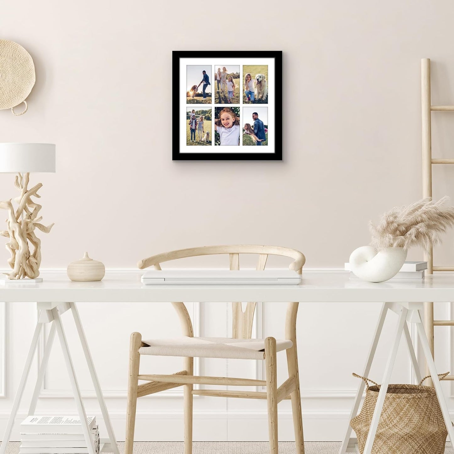 Americanflat 4x6 Collage Picture Frame with Shatter-Resistant Glass - Fits Five 4x6 Photos or Use as One 11x14 Picture Frame - Signature Collection - Collage Frames for Wall Display - Black