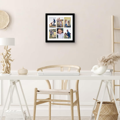 Americanflat 4x6 Collage Picture Frame with Shatter-Resistant Glass - Fits Five 4x6 Photos or Use as One 11x14 Picture Frame - Signature Collection - Collage Frames for Wall Display - Black
