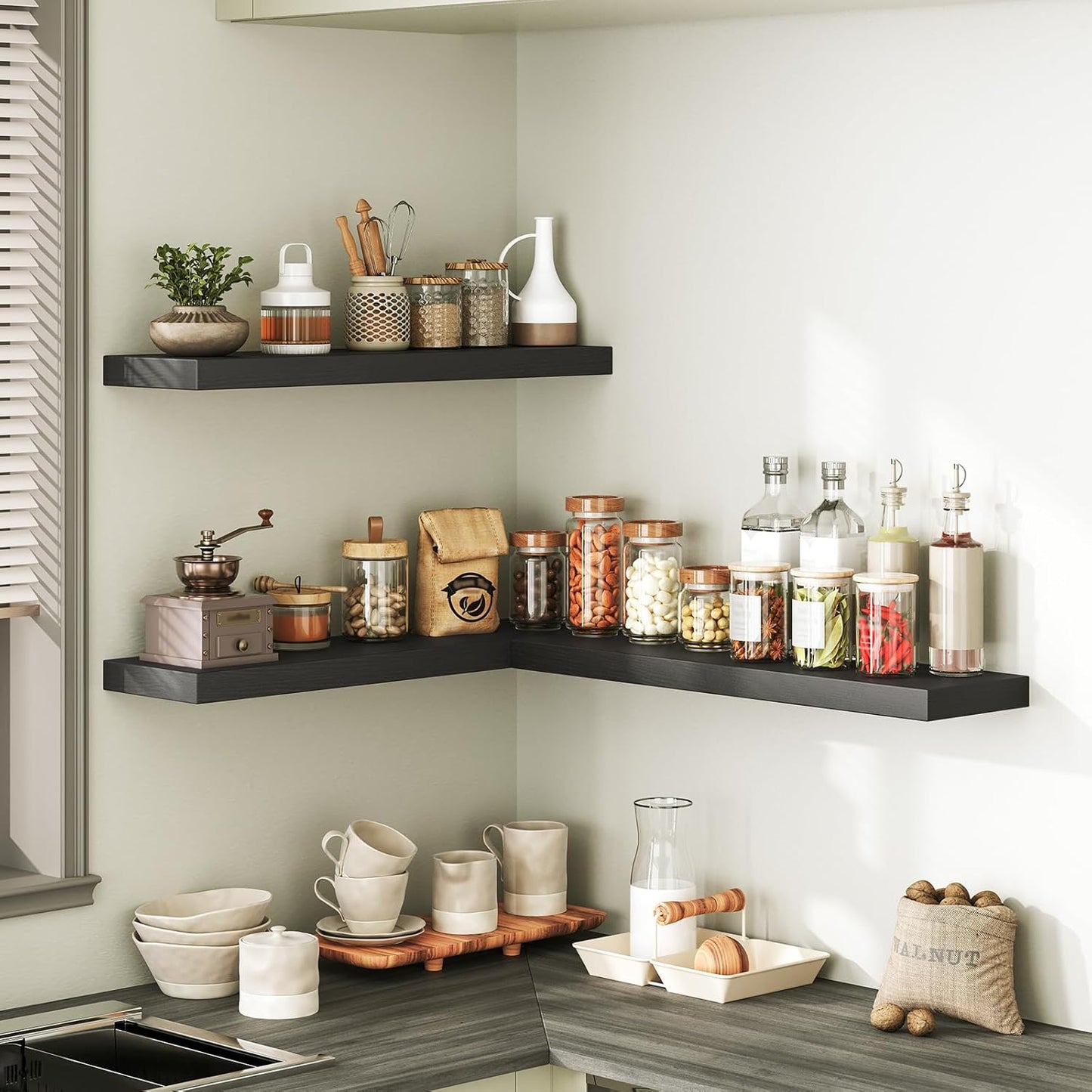 RALGEND Floating Shelves for Wall, 1.5" Thick Wall Shelf Set of 3 with Invisible Brackets, L31.5 x W7.9 Hanging Shelves Farmhouse Home Decor for Bathroom, Living Room, Bedroom, Rustic Brown 8301BJP3BF
