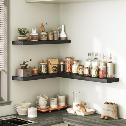 RALGEND Floating Shelves for Wall, 1.5" Thick Wall Shelf Set of 3 with Invisible Brackets, L31.5 x W7.9 Hanging Shelves Farmhouse Home Decor for Bathroom, Living Room, Bedroom, Rustic Brown 8301BJP3BF