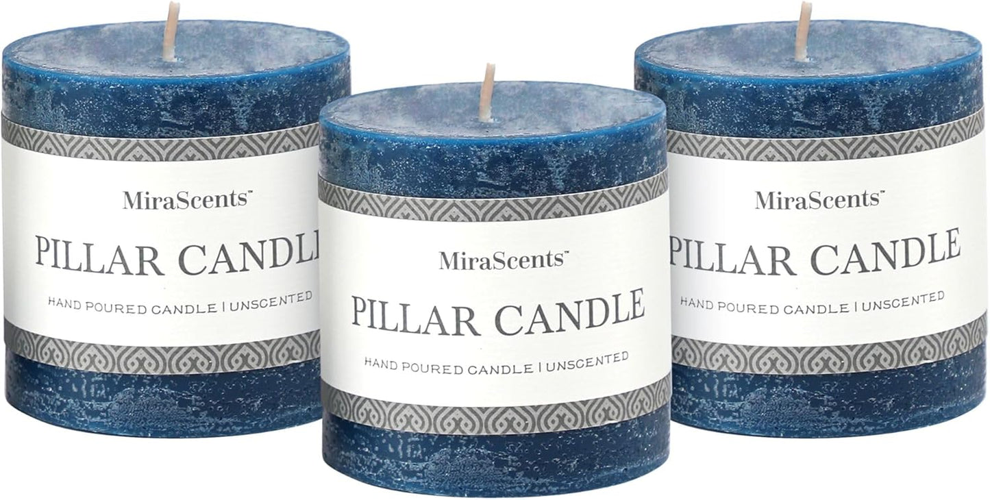3x6 Inch Sage Green Pillar Candles Set of 3 - Unscented Spring, Long Clean Burning, Large Smokeless Dripless for Home Decor, Dinner Table, Bathroom, Rustic Decor