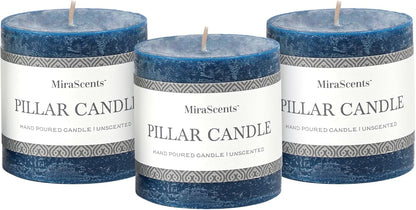 3x6 Inch Sage Green Pillar Candles Set of 3 - Unscented Spring, Long Clean Burning, Large Smokeless Dripless for Home Decor, Dinner Table, Bathroom, Rustic Decor