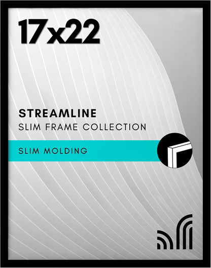 Americanflat 24x36 Poster Frame with Polished Plexiglass - Streamline Collection - Thin Border Picture Frame for Wall Display - Hanging Hardware Included - Black - Colors B