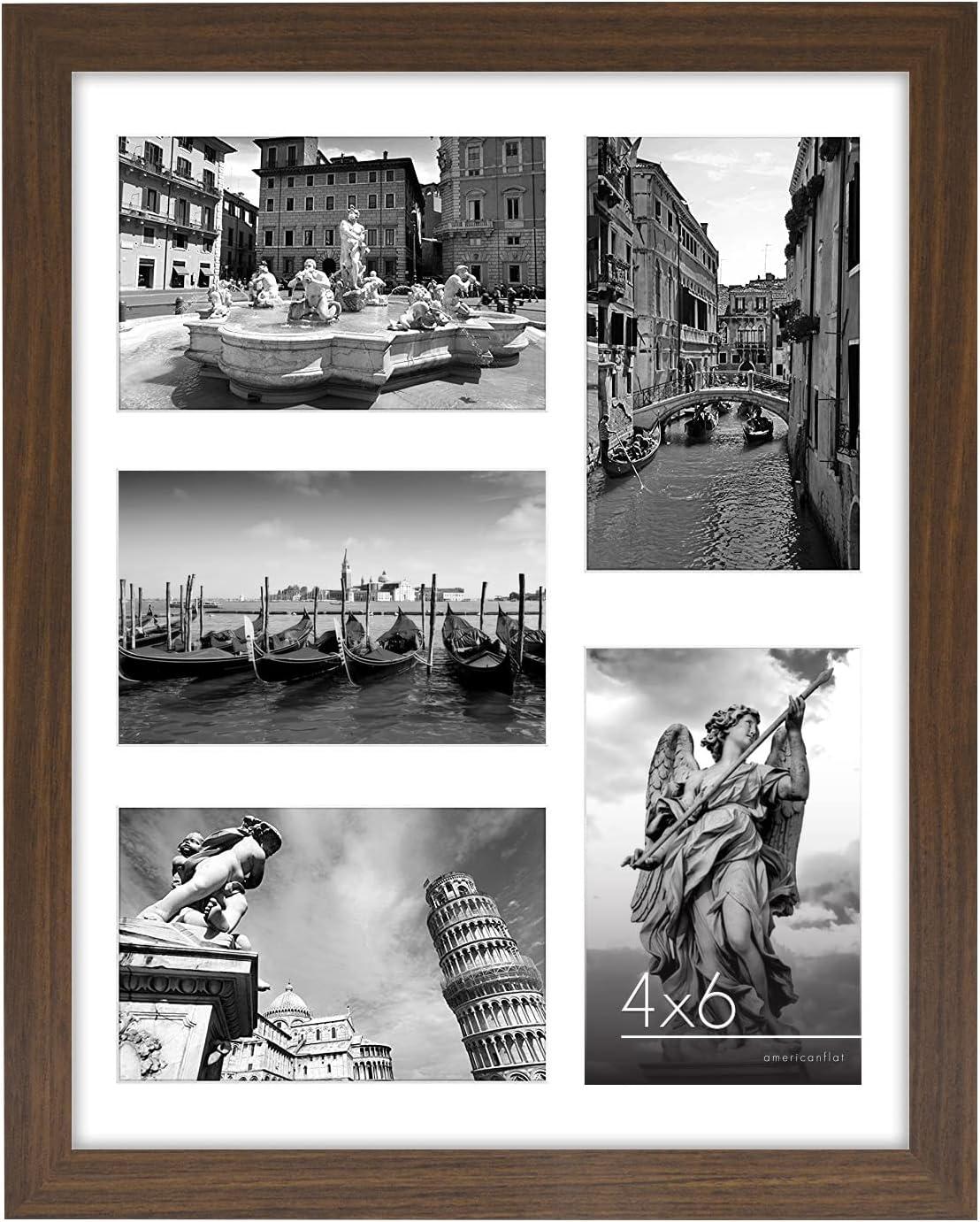 Americanflat 4x6 Collage Picture Frame with Shatter-Resistant Glass - Fits Five 4x6 Photos or Use as One 11x14 Picture Frame - Signature Collection - Collage Frames for Wall Display - Black