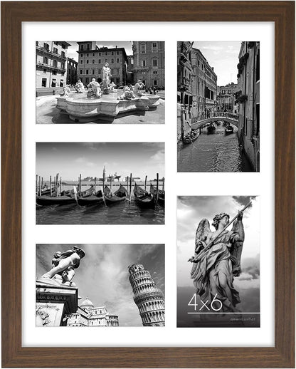 Americanflat 4x6 Collage Picture Frame with Shatter-Resistant Glass - Fits Five 4x6 Photos or Use as One 11x14 Picture Frame - Signature Collection - Collage Frames for Wall Display - Black