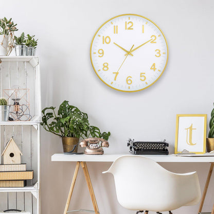 HZDHCLH Wall Clocks Battery Operated,12 inch Silent Non Ticking Modern Wall Clock for Living Room Bedroom Kitchen Office Classroom Decor (Olive Green and Gold)