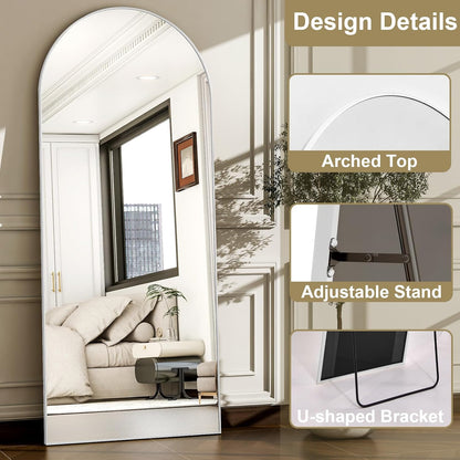 57" x 20" Arched Full Length Mirror - Wall Mounted/Floor Mirror Aluminum Alloy Frame Full Body Mirrors for Bathroom Living Room Bedroom and Entryway,Black