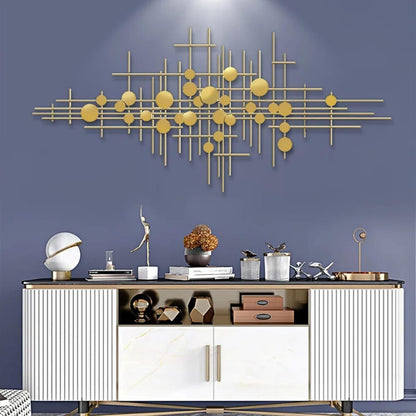 homary Large Metal Wall Art – 47.2" Modern 3D Abstract Geometric Overlapping Design, Iron Wall Decor for Living Room, Dining Room, Office