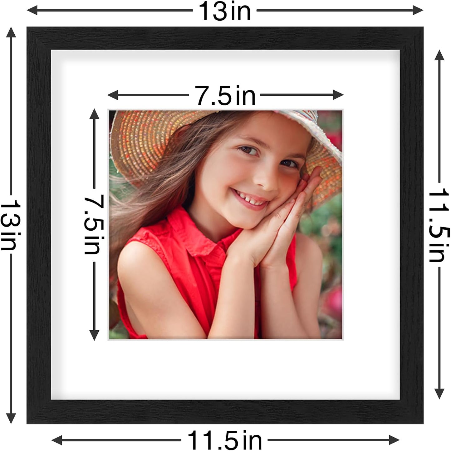 Vittanly 8x10 Picture Frames Set of 9, Shatter Resistant Plexiglass, Display 5x7 Pictures with Mat or 8x10 without Mat, Photo Frames for Wall or Tabletop, Engineered Wood, Black - Colors A