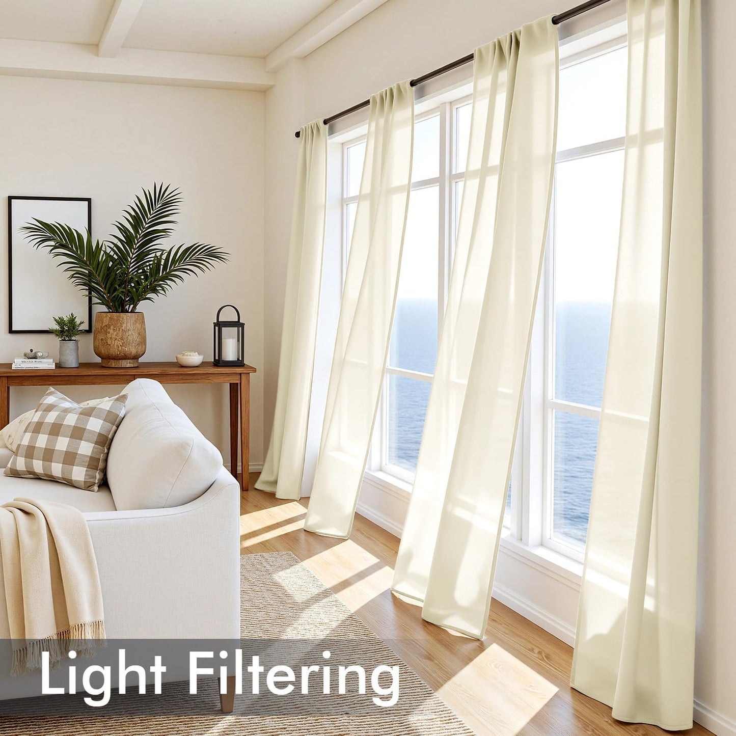 MIULEE White Sheer Curtains 84 Inches Long, 4 Panels Set, Light Filtering Rod Pocket Voile Drapes for Living Room and Bedroom, Airy Soft Fabric Window Treatments, 42 x 84 Inches