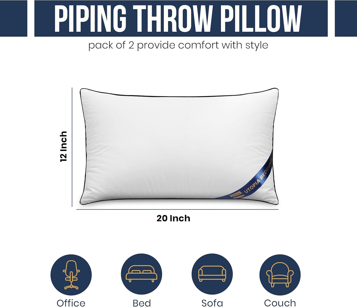 Utopia Bedding Throw Pillow Inserts (Pack of 4, White), 18 x 18 Inches Decorative Indoor Pillows for Sofa, Bed, Couch, Cushion Sham Stuffer