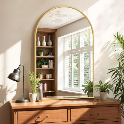 Bathroom Mirror for Wall, 24 Inch Round Mirror, Matte Black Metal Framed Circle Vanity Mirror for Bathroom Bedroom Living Room Entryway, Anti-Rust, Tempered Glass, Hanging or Leaning