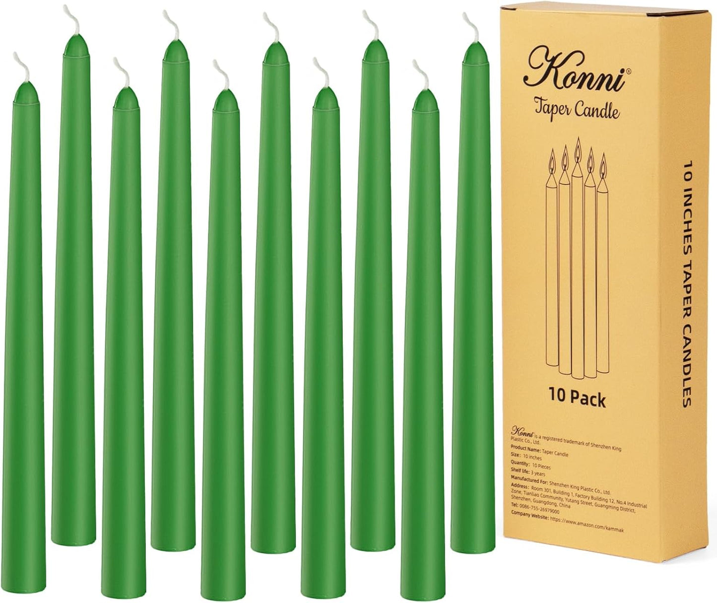 KONNI 0.87×10 Inch Ivory Taper Candles, Unscented and Smokeless Tall Candlesticks, 10 Pack Tapered Candles with Cotton Wicks, Long Burning, Ideal for Weddings, Dinner Parties, and Home Décor