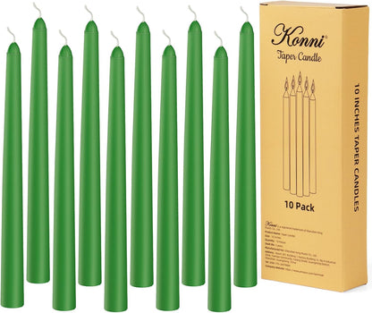 KONNI 0.87×10 Inch Ivory Taper Candles, Unscented and Smokeless Tall Candlesticks, 10 Pack Tapered Candles with Cotton Wicks, Long Burning, Ideal for Weddings, Dinner Parties, and Home Décor