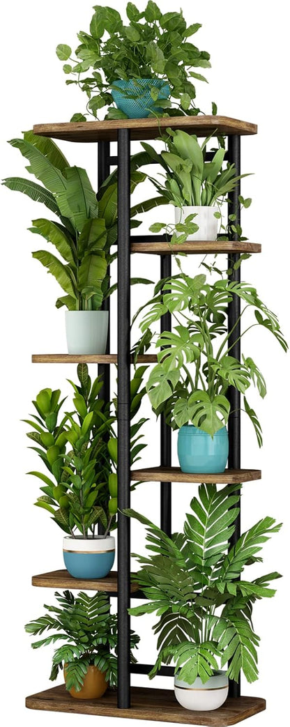 LINZINAR Plant Stand Indoor 4 Tier 5 Potted Multiple Plant Shelf Stands for Garden Corner Balcony Living Room Black