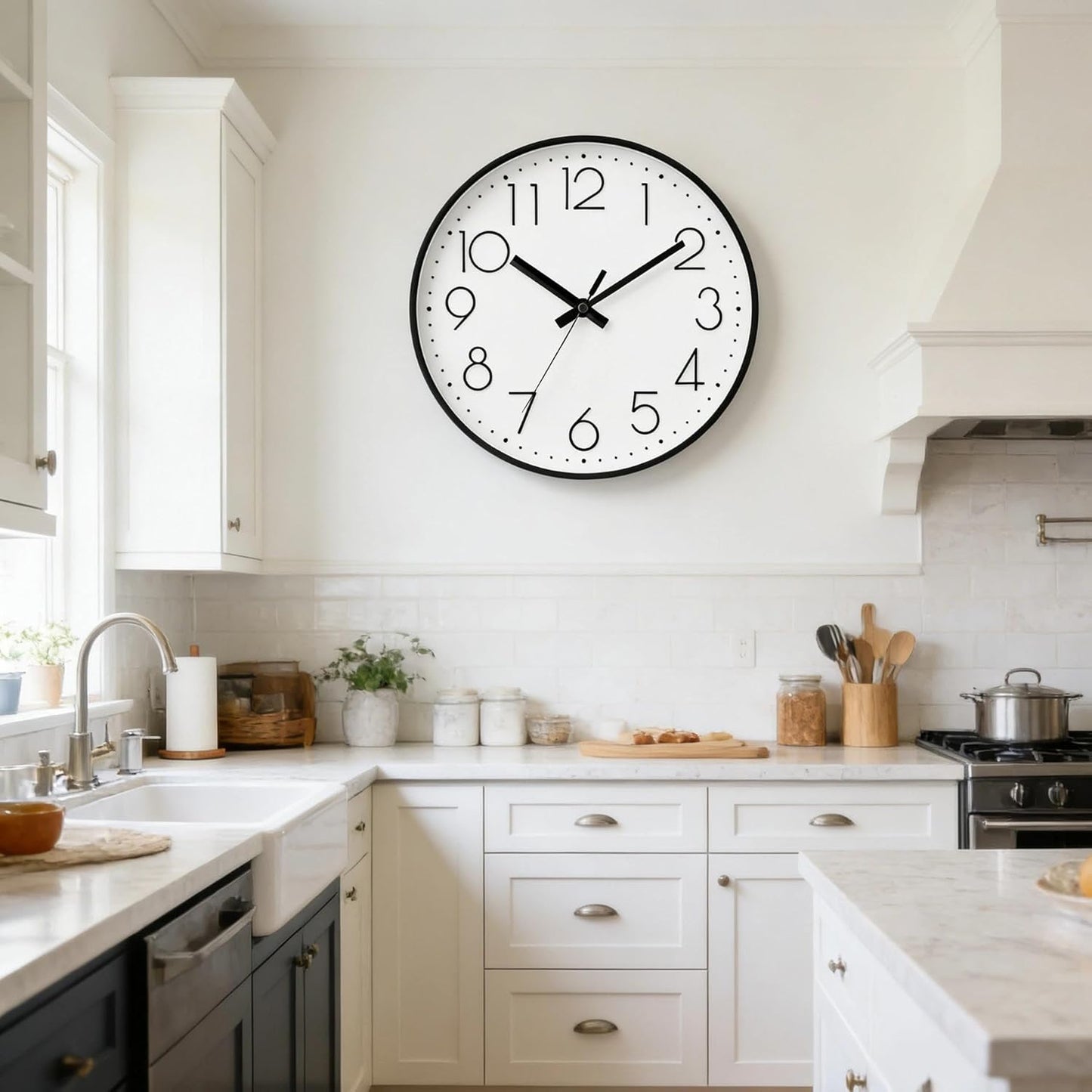 DAXSMY Wall Clock - 8 Inch Silent Non-Ticking Modern 3D Wall Clocks Battery Operated - Decorative Clock for Kitchen, Home Office, Bathroom, Bedroom(Rose Gold)
