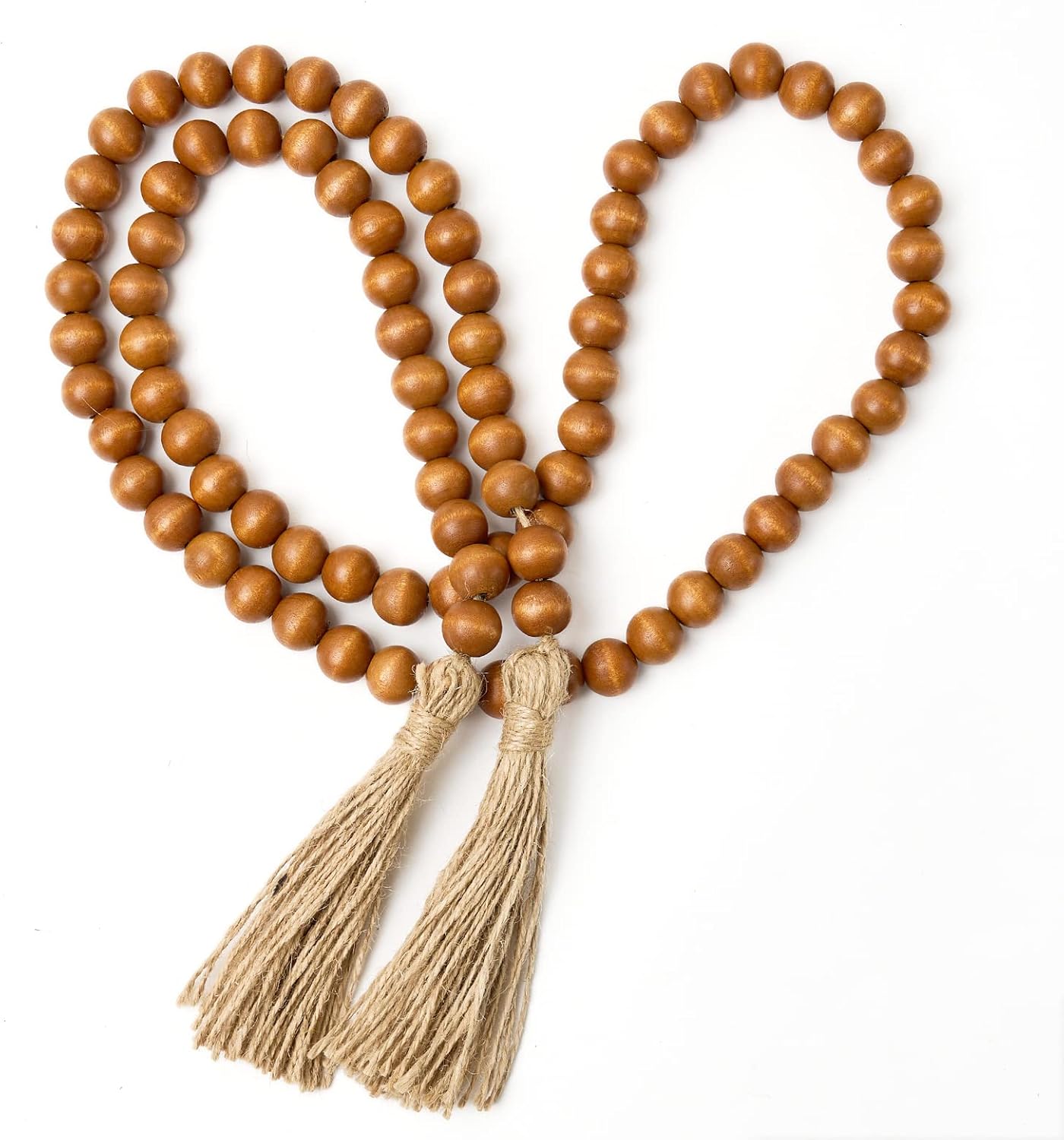 OMISHE 59in Wood Bead Garland with Tassels, Decorative Beads, Farmhouse Wooden Beads Garland for Wall Hanging Home Festival Decor, Aqua, Teal