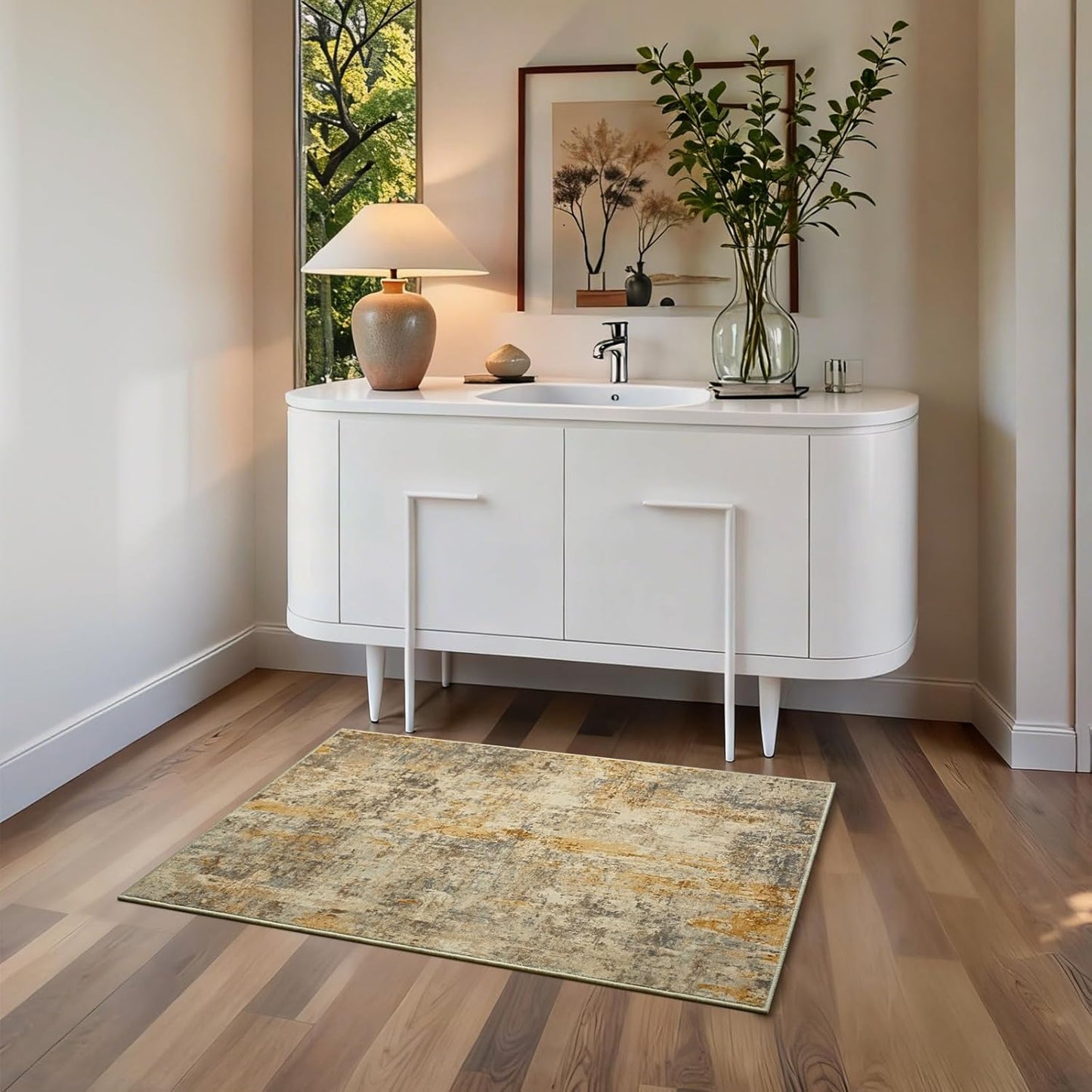 Ompaa 2x6 Rug Runners for Hallways Kitchen Runner Rug Non Slip Washable Grey Long Runner Rugs with Rubber Backing Soft Abstract Carpet Runner for Hallways, Kitchen, Bedroom, Bathroom, Entryway - Colors B