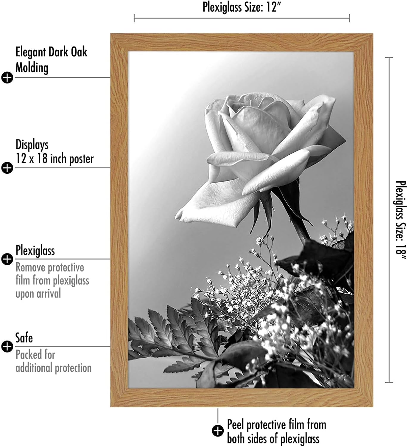 Americanflat 16x20 Picture Frame with Polished Plexiglass - Black Picture Frame - Wide Photo Frames Made of Engineered Wood for Vertical or Horizontal Wall Display - Epic Collection - Black - Colors B