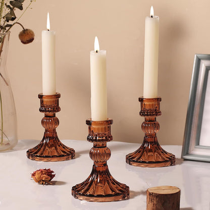 DARJEN Candlestick Holders Set,12Pcs 4" H Taper Candle Holders Bulk, Clear Glass Candle Holders for Wedding, Spring Party, Romantic Dinner, Festival & Windowsill Decor