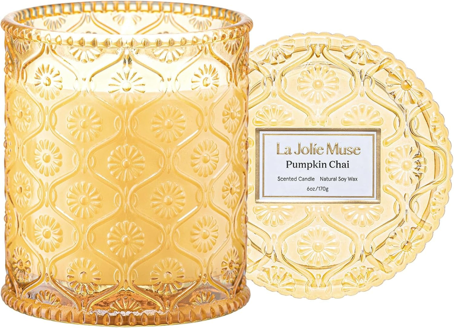 LA JOLIE MUSE Santal Rose Scented Candle – Saffron, Rose & Leather | 6 oz Natural Soy Wax | 40 Hours Clean Burn | Self Care Gifts for Women | Elegant Home Decor