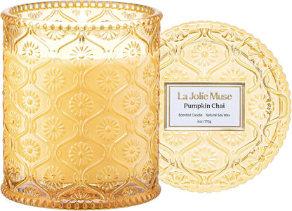 LA JOLIE MUSE Santal Rose Scented Candle – Saffron, Rose & Leather | 6 oz Natural Soy Wax | 40 Hours Clean Burn | Self Care Gifts for Women | Elegant Home Decor