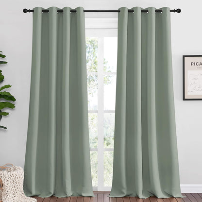 NICETOWN Halloween Pitch Black Solid Thermal Insulated Grommet Blackout Curtains/Drapes for Bedroom Window (2 Panels, 42 inches Wide by 63 inches Long, Black) - Colors B