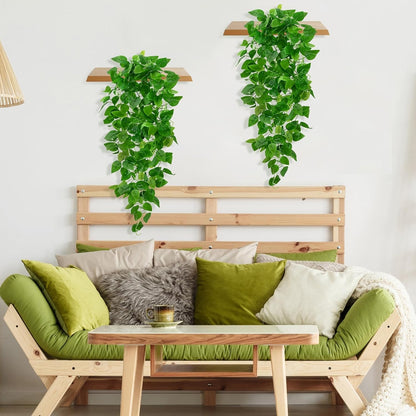 BLEUM CADE Fake Hanging Plants, 2pcs Artificial Pothos Vines Greenery for Wall Home Living Room Office Indoor Outdoor Decor (No Baskets)