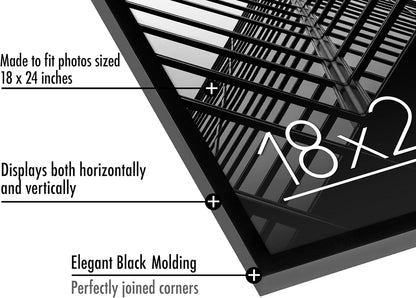 Americanflat 24x36 Poster Frame with Polished Plexiglass - Streamline Collection - Thin Border Picture Frame for Wall Display - Hanging Hardware Included - Black - Colors D