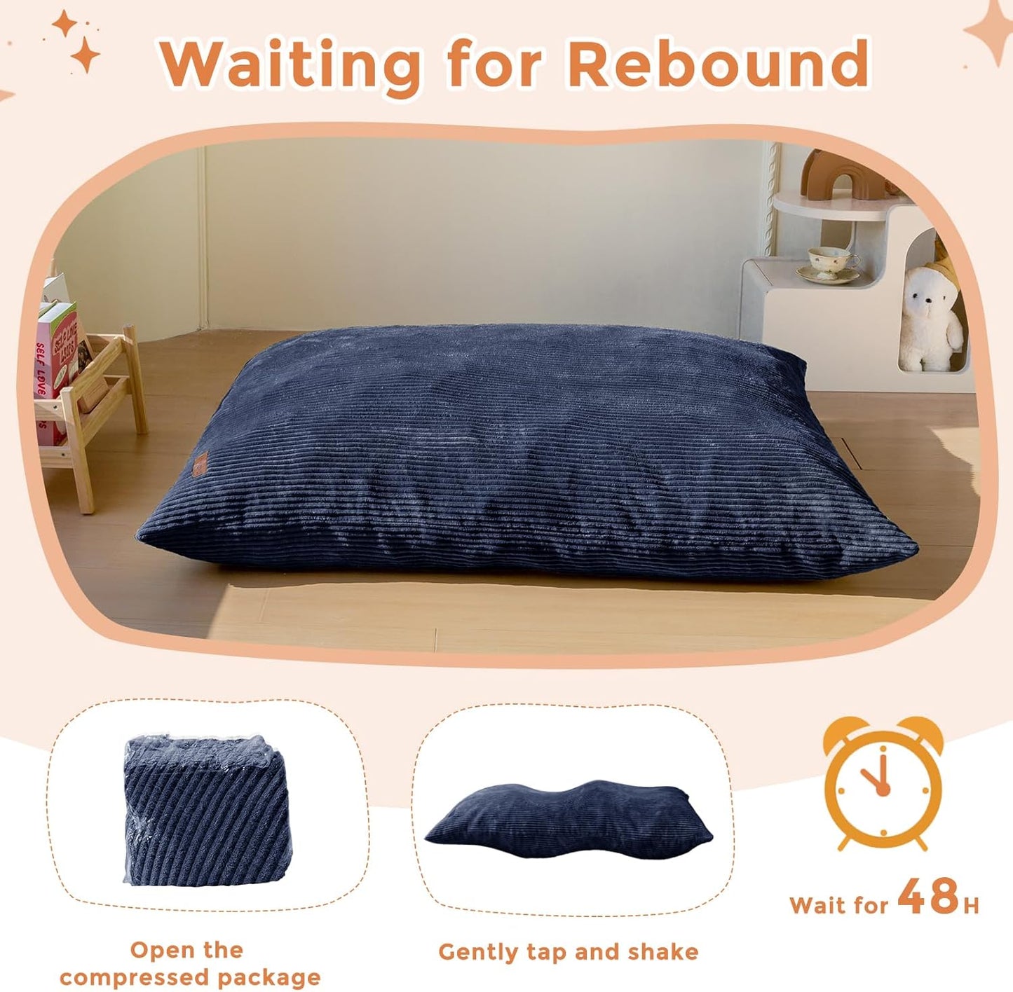 MAXYOYO 3 in 1 Kids Bean Bag Chair Couch, Convertible Chair Folds from Bean Bag to Lounger, Child Floor Sofa for Gaming, Reading, Floor Mattress with High-Density Foam Filling