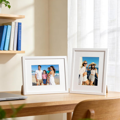 HappyHapi 4x6 Picture Frames Set of 10, Tabletop or Wall Display Pictures 3.5x5 with Mat or 4x6 Without, Multi Photo Frames Collage (Black)