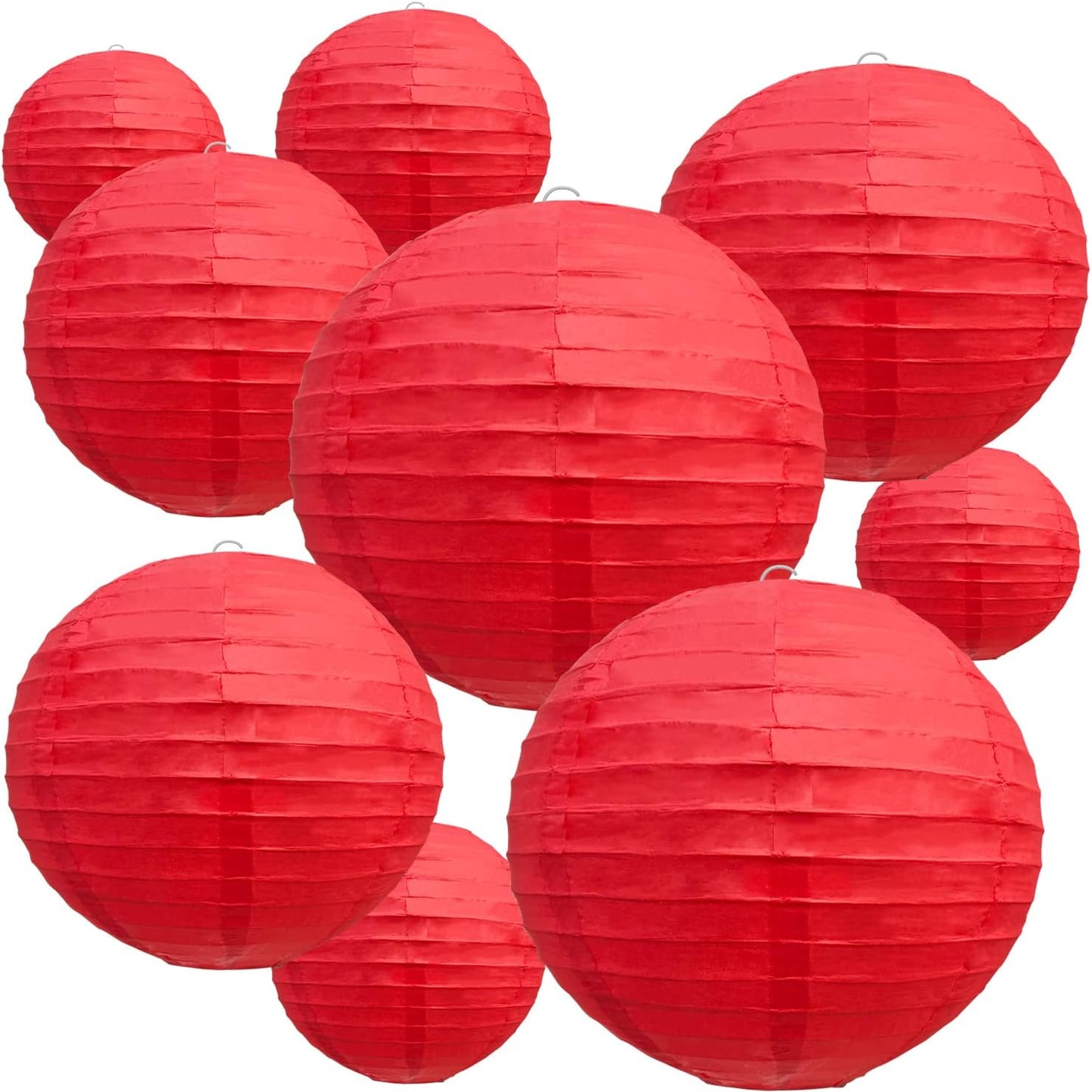 BEISHIDA 10Pcs White Paper Lanterns Decorative Chinese/Japanese Hanging Round Paper Lanterns Lamp for Birthday, Wedding, Christmas, Bridal, Home Decor, Party Decoration(Size of 4”, 6”, 8”, 10”)