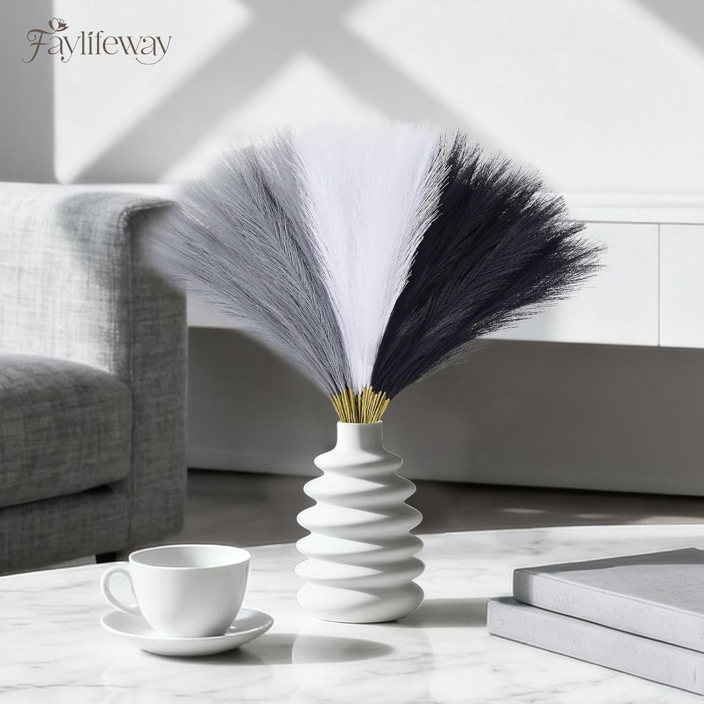50pcs Pampas Grass 17in for Living Room Decor, Blush Pink Pampas Grass Decor, Fluffy Pink Flowers for Home Birthday Bathroom Baby Shower Wall Bow Decor(Blush & Cream & Pink)