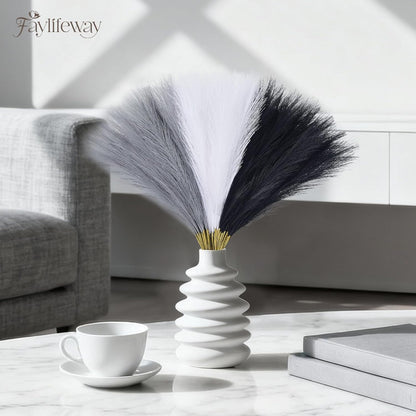 50pcs Pampas Grass 17in for Living Room Decor, Blush Pink Pampas Grass Decor, Fluffy Pink Flowers for Home Birthday Bathroom Baby Shower Wall Bow Decor(Blush & Cream & Pink)