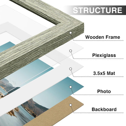Vittanly 8x10 Picture Frames Set of 9, Shatter Resistant Plexiglass, Display 5x7 Pictures with Mat or 8x10 without Mat, Photo Frames for Wall or Tabletop, Engineered Wood, Black - Colors B