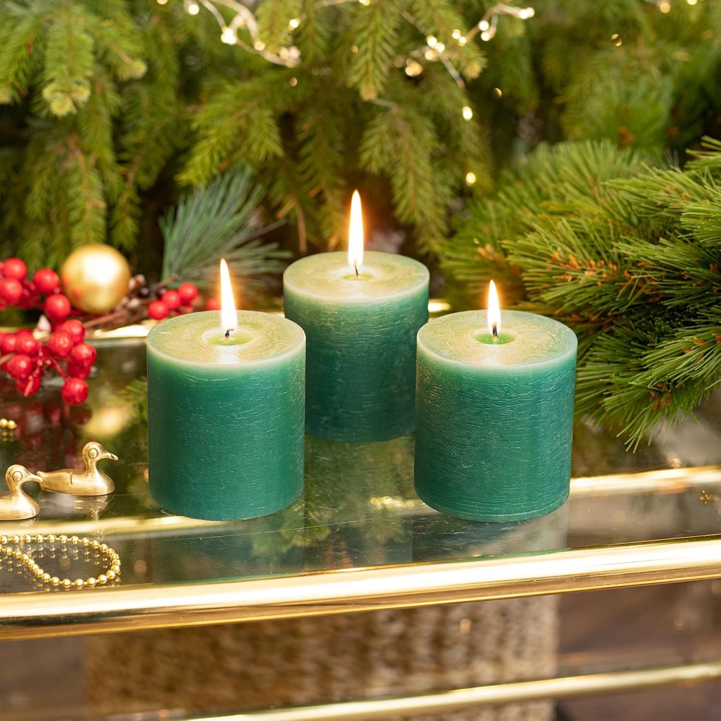 CANDWAX 3x4 inch Pillar Candles Set of 3 – Unscented Dripless Rustic Dark Blue Candles for Room Decor, Weddings, Centerpieces