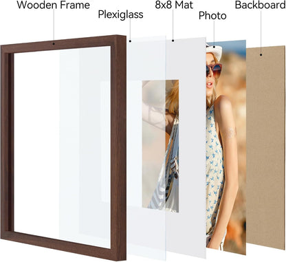 Vittanly 11x14 Picture Frame, Display Pictures 8x10 with Mat or 11x14 without Mat, Photo Frame for Wall Mounting, Black, 1 Pack - Colors B