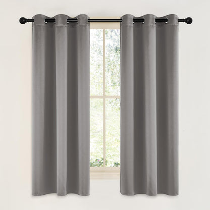 NICETOWN Halloween Pitch Black Solid Thermal Insulated Grommet Blackout Curtains/Drapes for Bedroom Window (2 Panels, 42 inches Wide by 63 inches Long, Black) - Colors C