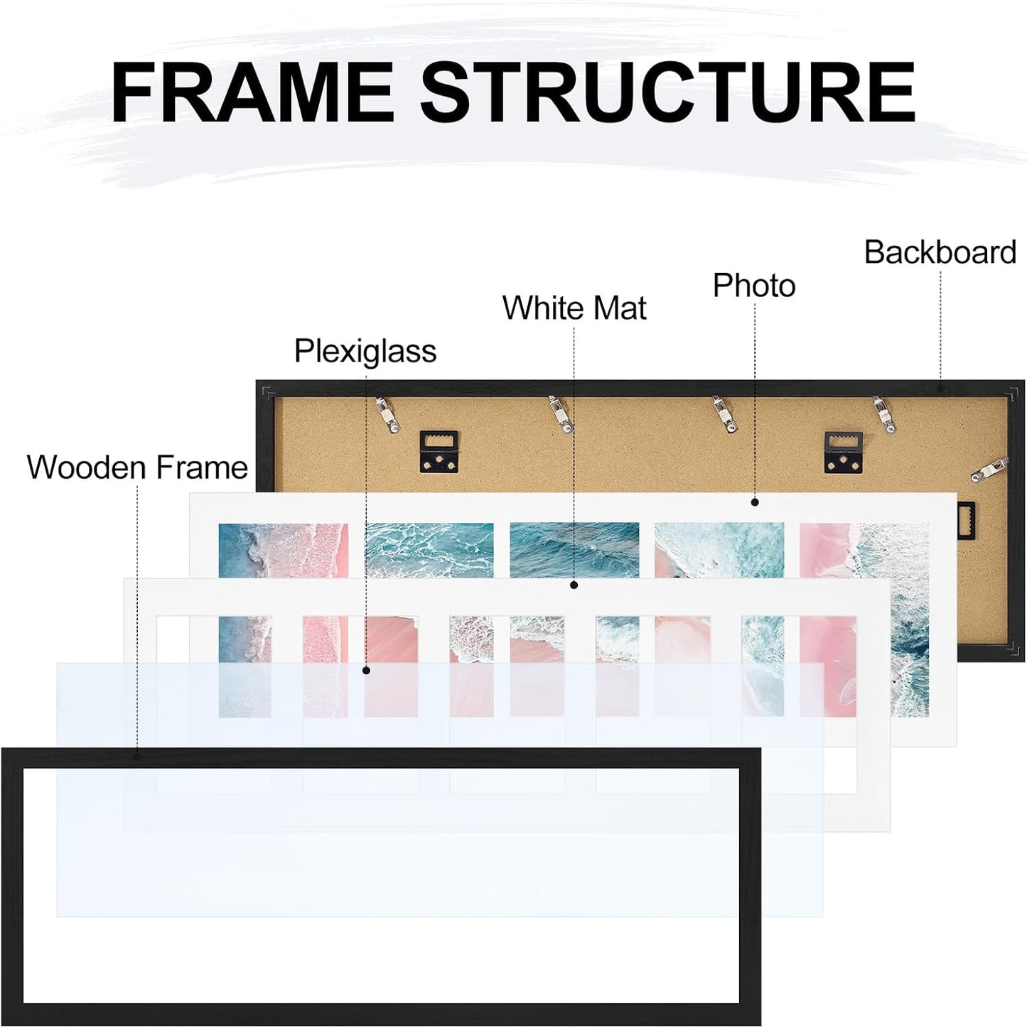 Vittanly 11x14 Collage Picture Frame, Displays 5Pcs 4x6 Pictures with Mat or 1Pcs 11x14 without Mat for Wall Mounting, Picture Frames Collage Wall Decor in Black, 1 Pack
