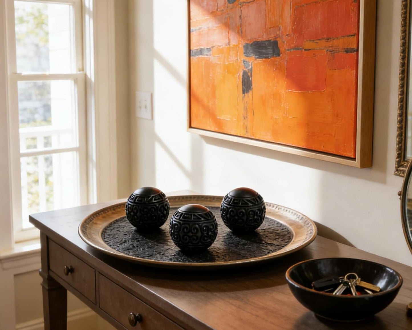 3 Pack Gold Decorative Ball for Centerpiece Bowls, 3 inch Orbs Spheres for Home Living Room Coffee Table Centerpieces Shelf Decoration