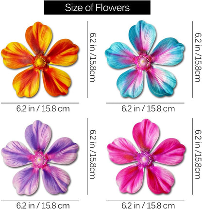 Giyyomtr Metal Flowers Wall Decor - 4pcs 6.2'' Metal Wall Art Hanging Decorations for Outdoor Fence Garden Yard Patio Exterior Wall Decor