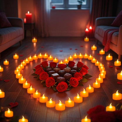 LED Tea Lights - 12 Pack Flameless Battery Operated Candles, 200+ Hours Flickering Warm White, Realistic Fake Tealights for Weddings, Home Decor, Parties, and Sweetest Day